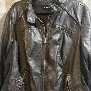 Black Faux Leather Jacket w side panels